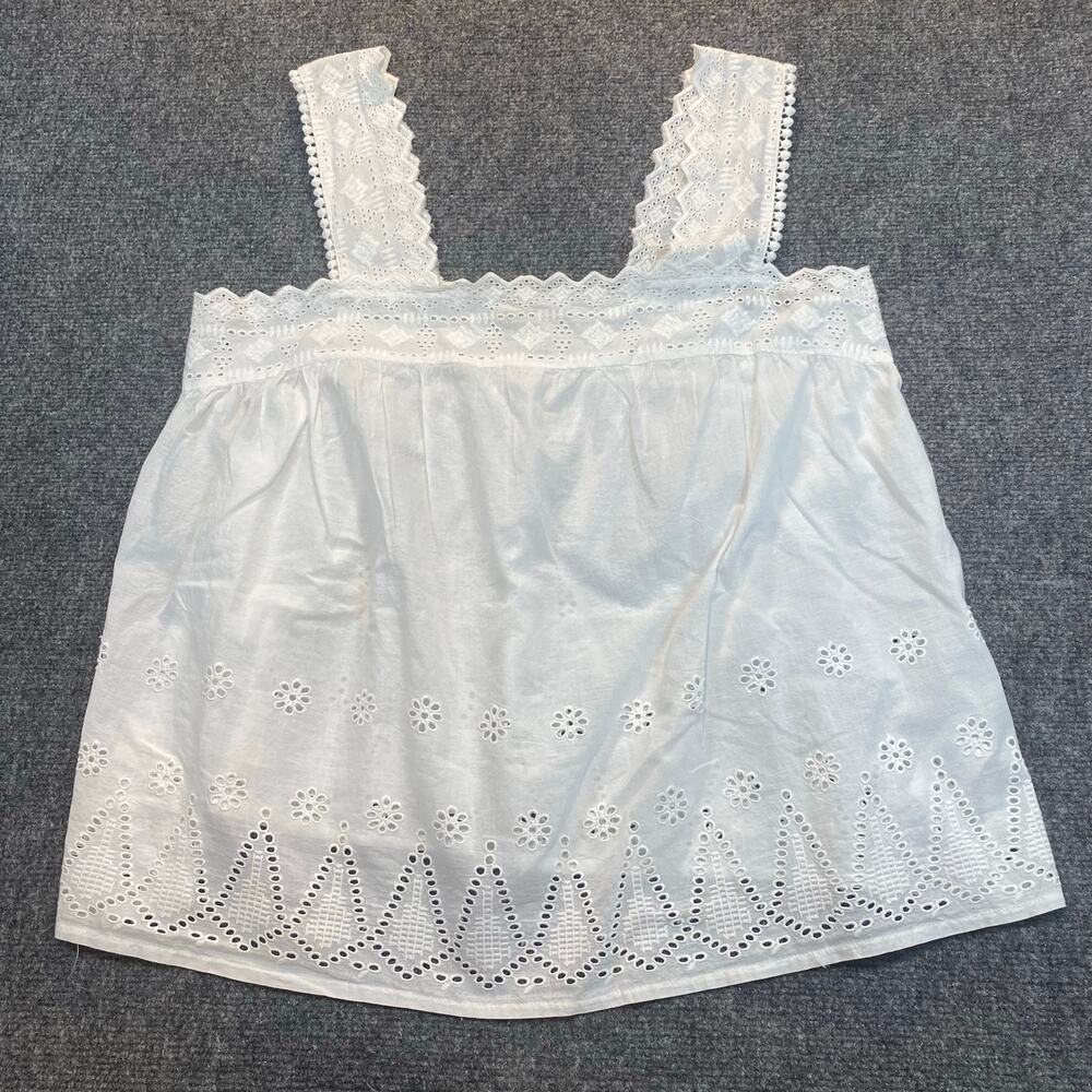 Angels Forever Young White Eyelet Lace Tank Top Blouse Womens XL